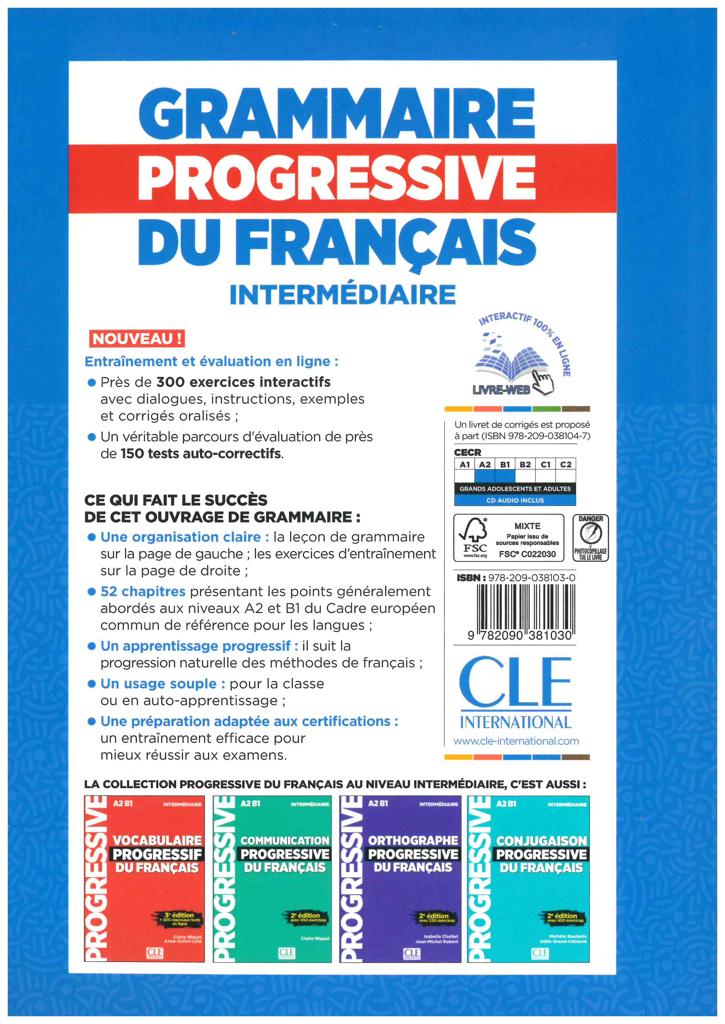 GRAMMAIRE PROGRESSIVE DU FRANCAIS INTERMEDIAIRE 4TH EDITION (+CD)